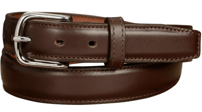 The Stallion: Men's Chocolate Brown Stitched Italian Leather Belt With Chrome Buckle 1.25" - BullhideBelts.com