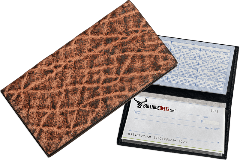 Rustic Brown Elephant Checkbook Cover - Bullhide Belts