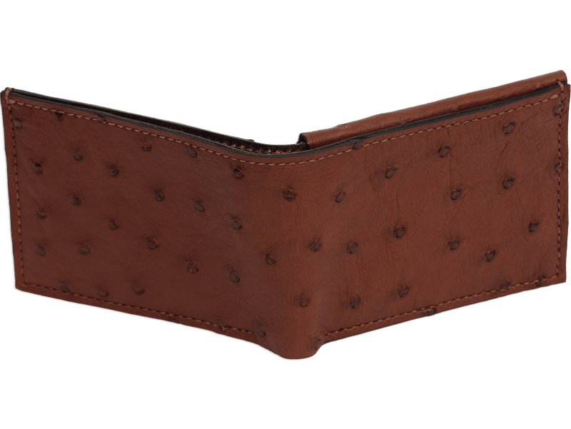 Brown Ostrich Full Quill Luxury Designer Exotic Bifold Wallet With Flip Up ID Window **SHIPS APRIL 8th** - BullhideBelts.com