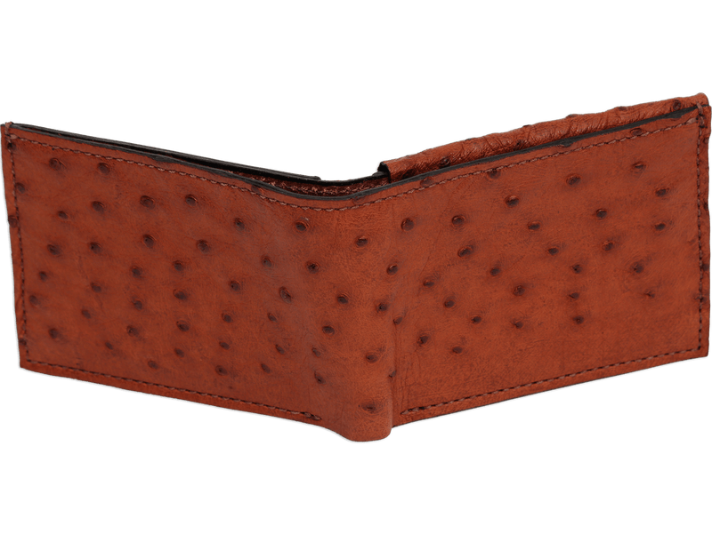 Cognac Ostrich Full Quill Luxury Designer Exotic Bifold Wallet With Flip Up ID Window **SHIPS APRIL 8th** - BullhideBelts.com