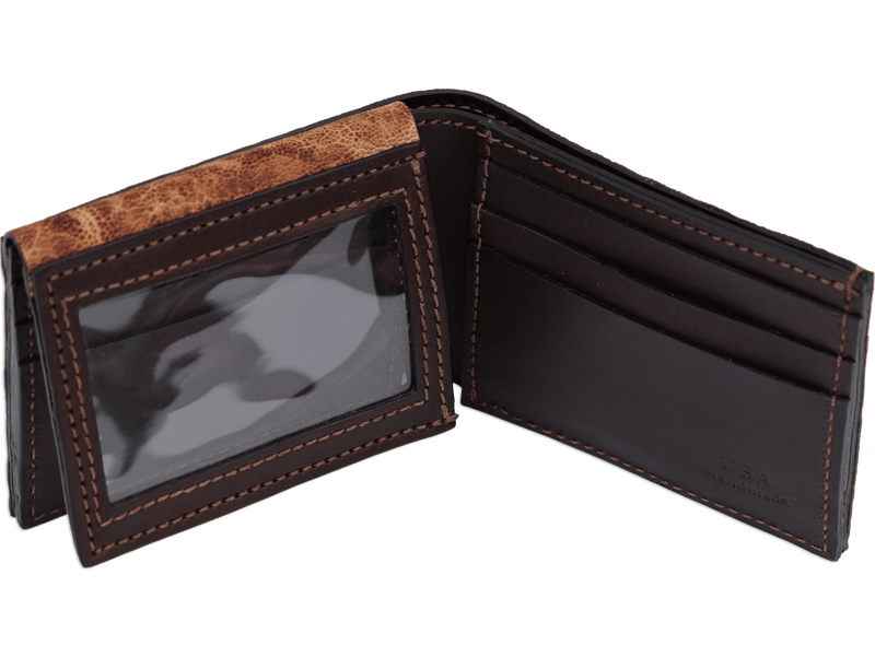 Rustic Brown Elephant Luxury Designer Exotic Bifold Wallet With Flip Up ID Window **SHIPS APRIL 8th** - BullhideBelts.com