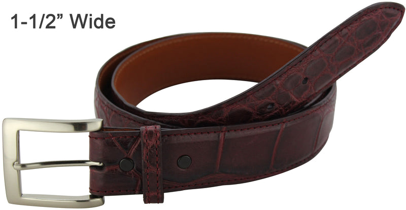 Bullhide Belts Burgundy American Alligator Dress or Casual Designer Belt
