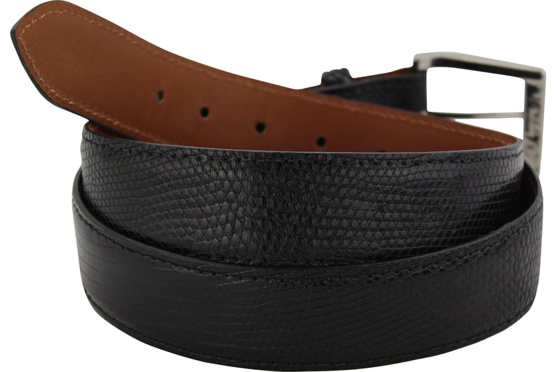 Black Lizard Skin Designer Full Grain Leather Belt (Allow Approx. 4 Weeks To Ship) - Bullhide Belts