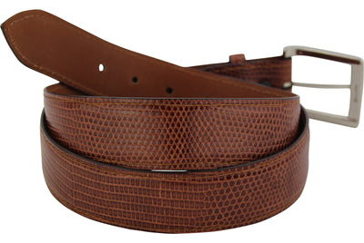 Cognac Lizard Skin Designer Full Grain Leather Belt (Allow Approx. 4 Weeks To Ship) - Bullhide Belts