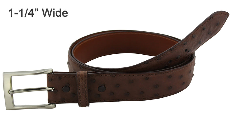 Brown Ostrich Designer Full Grain Leather Belt (Allow Approx. 4 Weeks To Ship) - Bullhide Belts