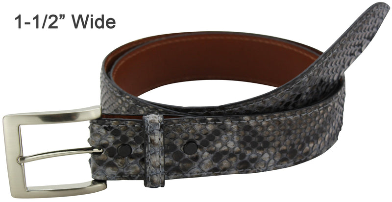 Bullhide Belts Grey Python Snake Skin Dress or Casual Designer Belt