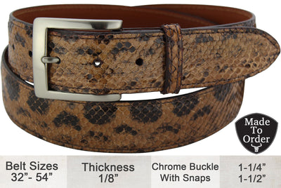 Bullhide Belts Sand Anaconda Snake Skin Dress or Casual Designer Belt