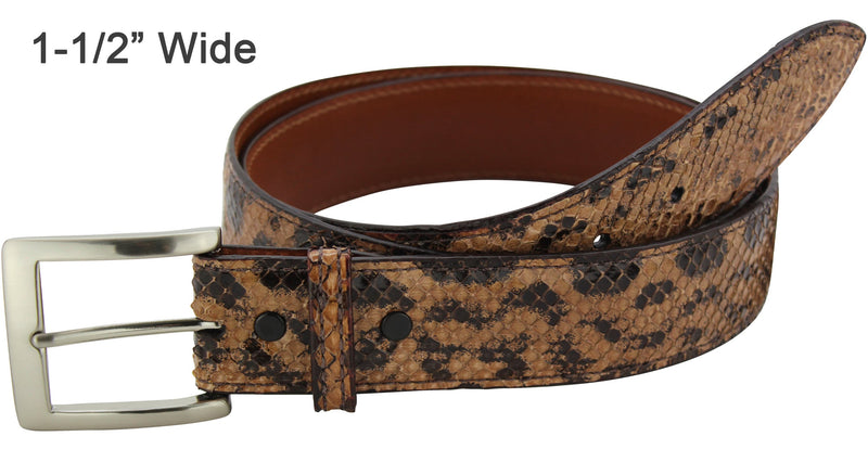 Bullhide Belts Sand Anaconda Snake Skin Dress or Casual Designer Belt