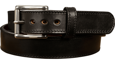 The Norris: Men's Black Stitched Leather Belt Max Thick With Steel Core 1.50" - Bullhide Belts