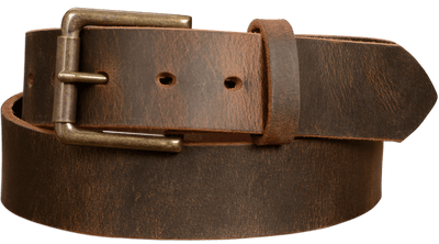 The Crazy Horse: Men's Rustic Brown Non Stitched Leather Belt 1.50" - Bullhide Belts