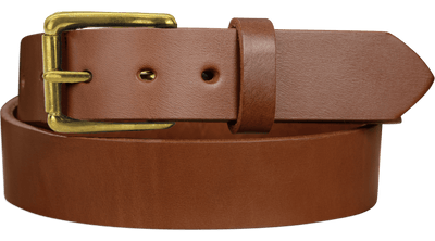 The Maverick: Caramel Tan Non Stitched Leather Belt With Brass 1.50" - Bullhide Belts