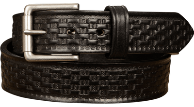 The Maverick: Men's Black Basket Weave Leather Belt 1.50" - Bullhide Belts