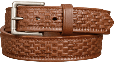 The Maverick: Men's Caramel Tan Basket Weave Leather Belt 1.50" - Bullhide Belts