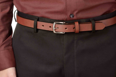 The Colt: Men's Medium Brown Non Stitched Leather Belt Petite Width 1.00" - Bullhide Belts