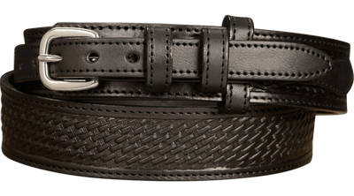 The Walker: Black Stitched Basket Weave Ranger 1.50" - Bullhide Belts