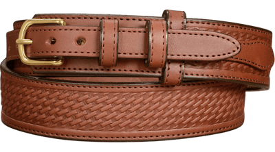 The Walker: Medium Brown Stitched Basket Weave Ranger 1.50" - Bullhide Belts