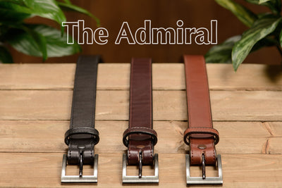 The Admiral: Men's Brown Stitched Leather Belt 1.19" - Bullhide Belts