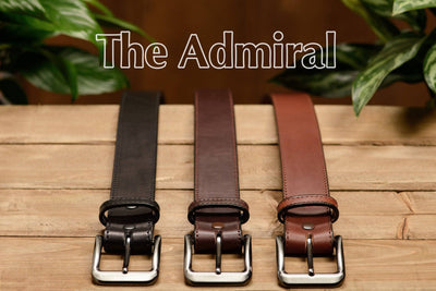 The Admiral: Men's Black Stitched Leather Belt 1.50" - Bullhide Belts