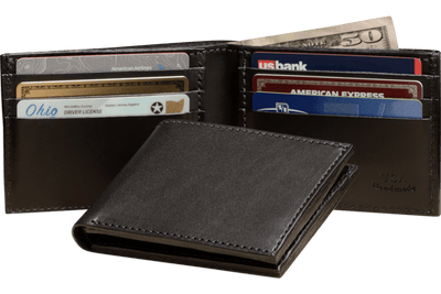 Black Premium Leather 6 Card Slot Bifold Wallet - Bullhide Belts
