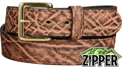 Rustic Brown Elephant Money Belt With 25" Zipper - Bullhide Belts