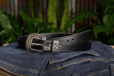 The Hercules Belt™ -  Black Max Thick With Western Buckle And Keeper 1.50" (H570BK) - Bullhide Belts