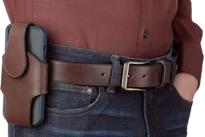 Brown Leather Vertical Cellphone Holster Case - Bullhide Belts
