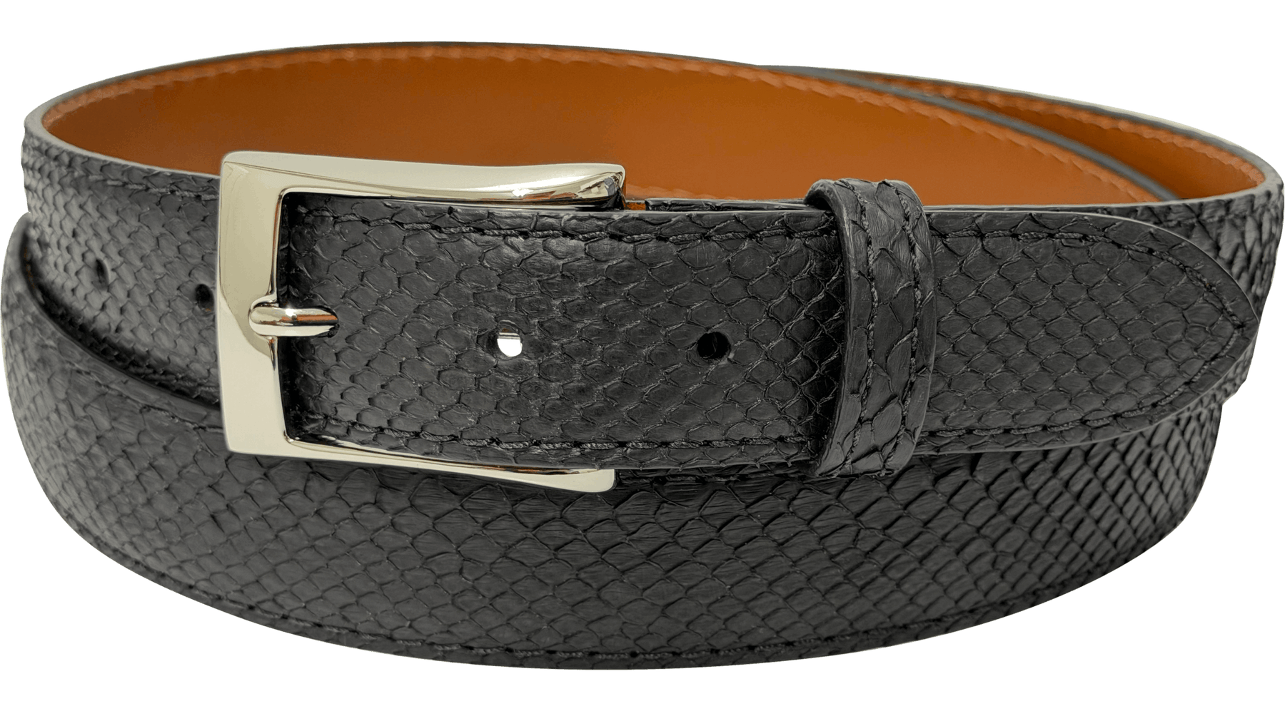 Python Leather Belt Black Python Snake Skin Designer High End Leather Belt 1.25