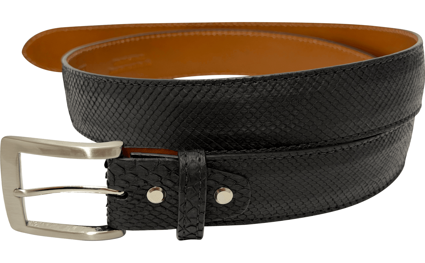 Python Leather Belt Black Python Snake Skin Designer High End Leather Belt 1.50