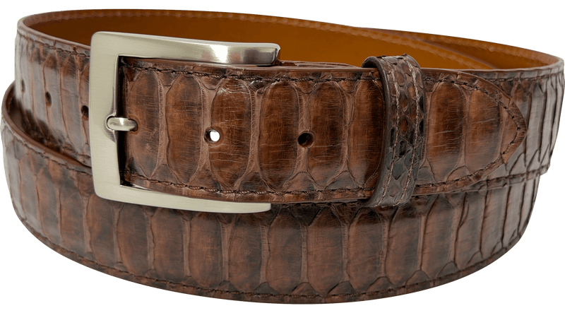 Brown Large Scale Python Snake Skin Designer High End Leather Belt 1.5 ...