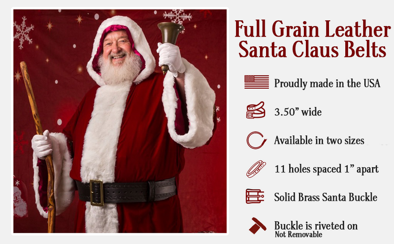 The Santa Claus: Black Premium Leather Oak Leaf Embossed 3.50" Professional Belt - BullhideBelts.com