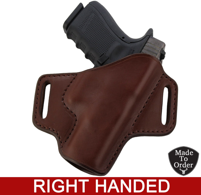 Brown Leather Molded Gun Holster | Stitched | Right Handed