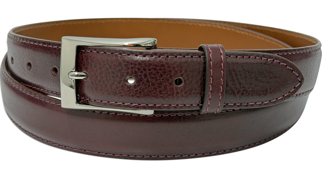 Men's Luxury Burgundy Italian Calf Leather Dress Belt 1" BullhideBelts.com Men's Luxury Burgundy Italian Calf Leather Dress Belt 1" BullhideBelts.com