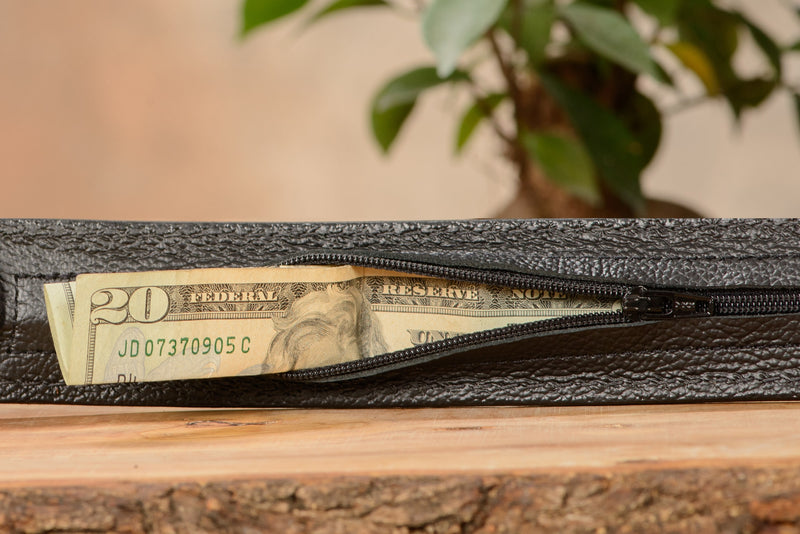 Brown English Bridle Leather Money Belt With 25" Zipper 1.75" EXTRA WIDE - BullhideBelts.com