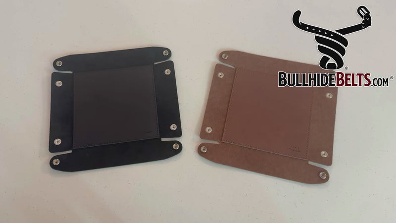Taos Brown Leather Travel Valet Storage Tray Folds Flat