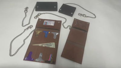 Black Premium Leather Biker Chain Wallet With ID Window (Large 7.38" x 4.25")