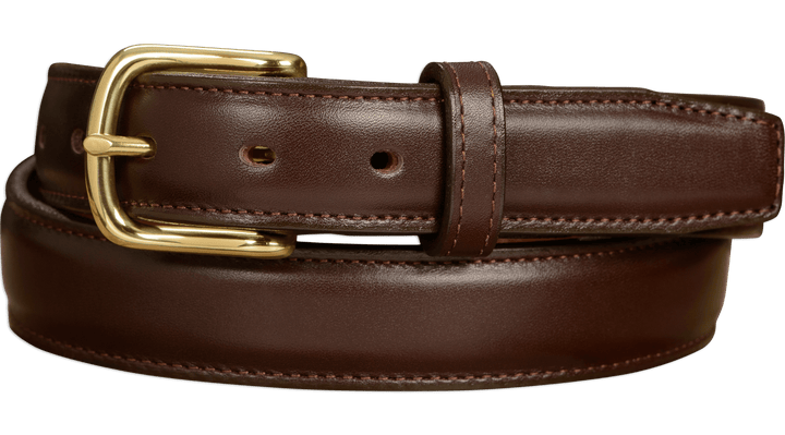 The Stallion: Dark Chocolate Brown Stitched Italian Leather Belt With Brass Buckle 1.25" 44" The Stallion: Dark Chocolate Brown Stitched Italian Leather Belt With Brass Buckle 1.25" 44"