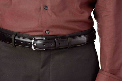 The Stallion: Men's Black Stitched Italian Leather Belt 1.25" - Bullhide Belts