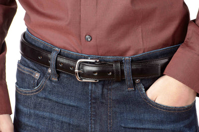 The Stallion: Men's Black Stitched Italian Leather Belt 1.25" - Bullhide Belts