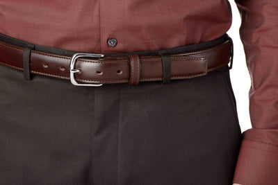 The Stallion: Men's Brown Stitched Italian Leather Belt With Chrome Buckle 1.25" - Bullhide Belts