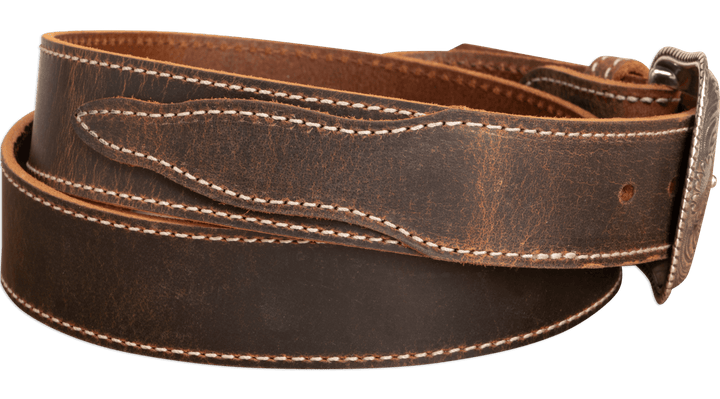 The Crazy Horse: Men's Oil Tanned Stitched Western Leather Belt