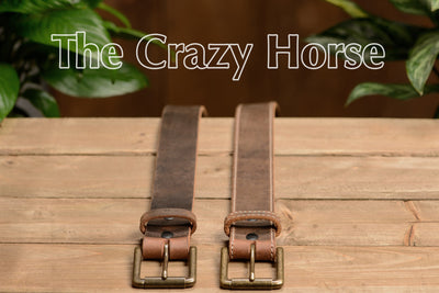 The Crazy Horse: Men's Rustic Brown Stitched Leather Belt 1.50" - Bullhide Belts