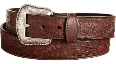 The Western Oak: Men's Brown Oak Leaf Embossed Western Leather Belt 1.50" With Conchos - BullhideBelts.com