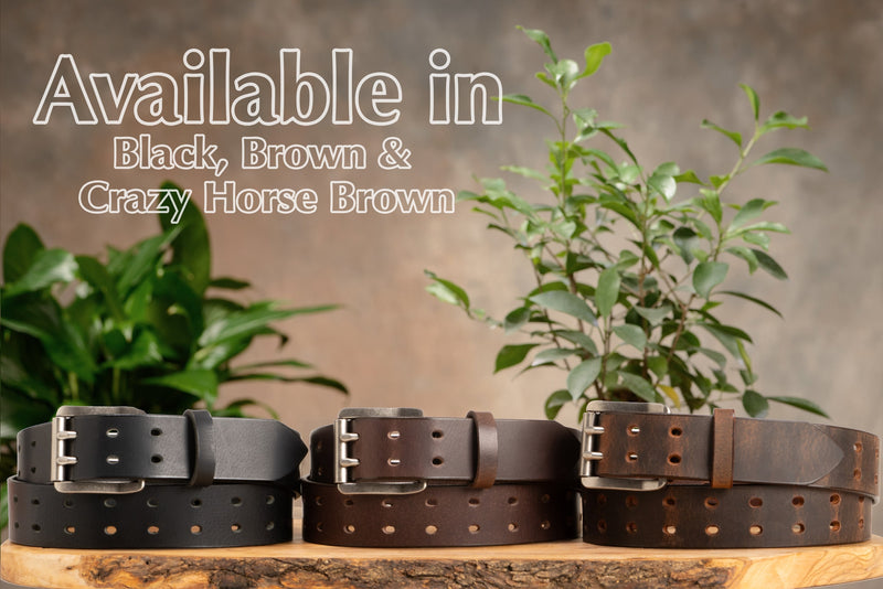 The Holey Buffalo: Crazy Horse Non Stitched Double Prong Water Buffalo Leather Belt With Nickel Roller 1.50" (Soft & Flexible) - BullhideBelts.com