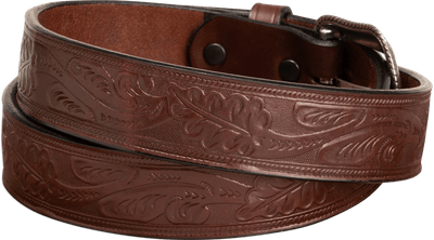 The Western Oak: Men's Brown Oak Leaf Embossed Western Leather Belt 1.50" - BullhideBelts.com