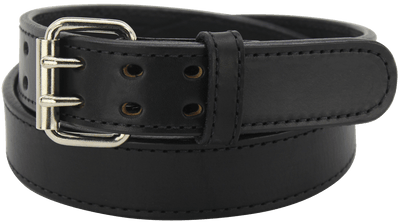 The Viper: Men's Black Stitched Max Thick Leather Belt With Double Prong Buckle 1.75" Extra Wide - BullhideBelts.com