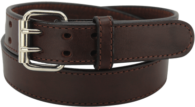The Viper: Men's Brown Stitched Max Thick Leather Belt With Double Prong Buckle 1.75" Extra Wide - BullhideBelts.com