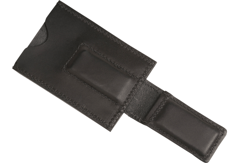 Black Premium Leather Slim ID Wallet With Magnetic Money Clip - BullhideBelts.com