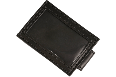Black Premium Leather Slim ID Wallet With Magnetic Money Clip - BullhideBelts.com