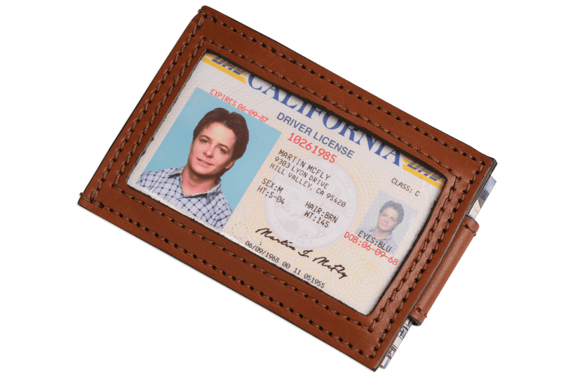 Medium Brown Premium Leather Slim ID Wallet With Magnetic Money Clip - BullhideBelts.com