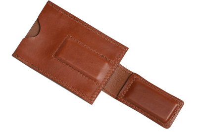 Medium Brown Premium Leather Slim ID Wallet With Magnetic Money Clip - BullhideBelts.com
